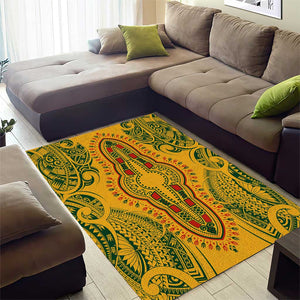 Dashiki and Polynesian Pattern Area Rug Afro Pacific Culture Gold Version