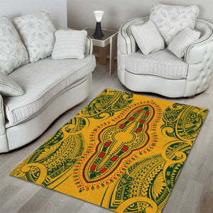 Dashiki and Polynesian Pattern Area Rug Afro Pacific Culture Gold Version