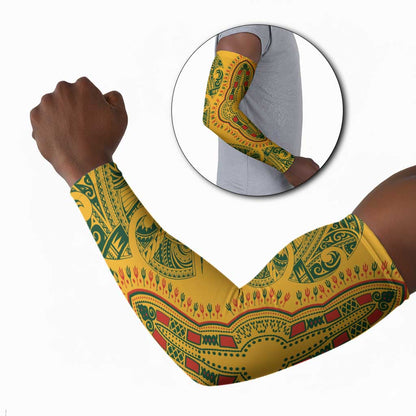 Dashiki and Polynesian Pattern Arm Sleeves Afro Pacific Culture Gold Version