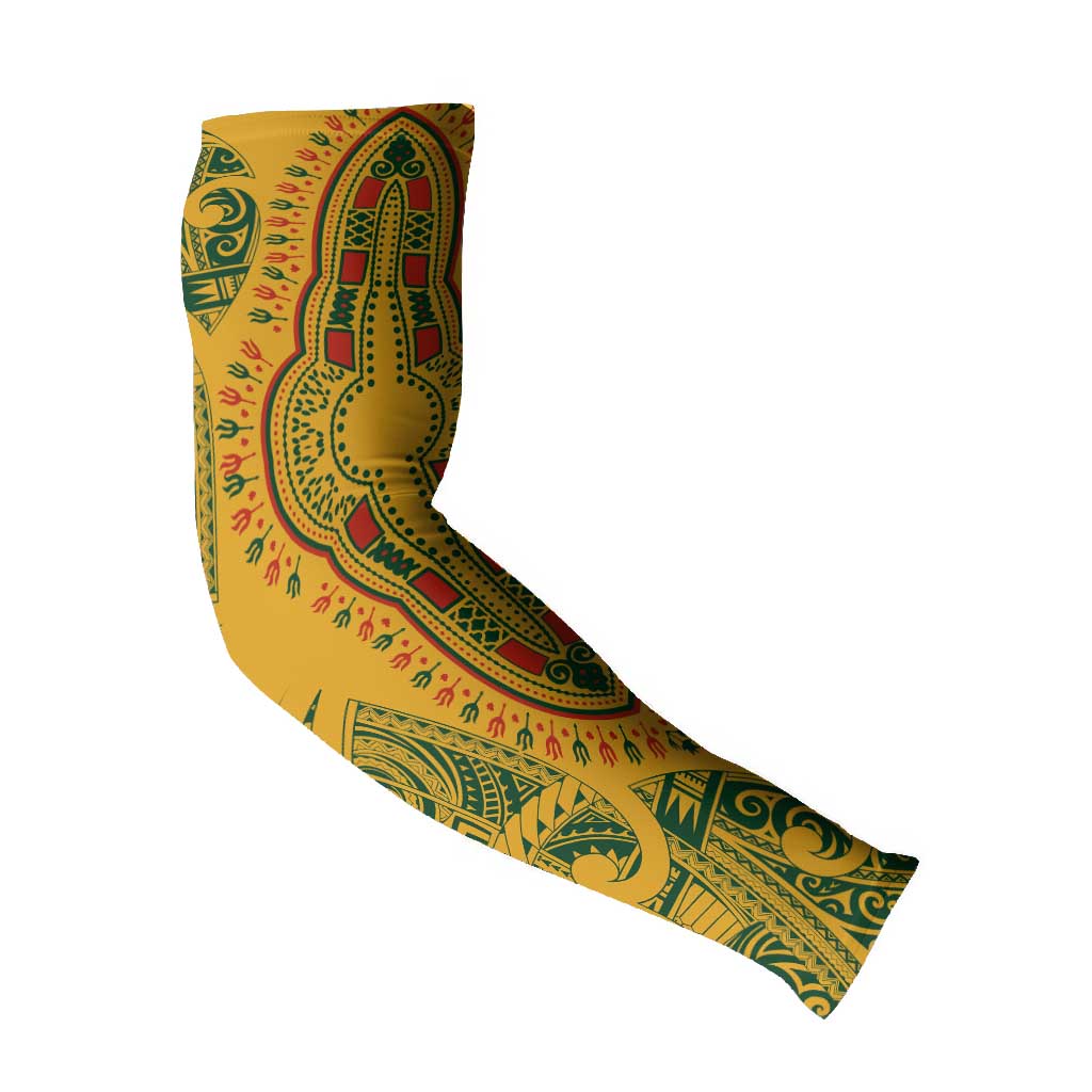 Dashiki and Polynesian Pattern Arm Sleeves Afro Pacific Culture Gold Version
