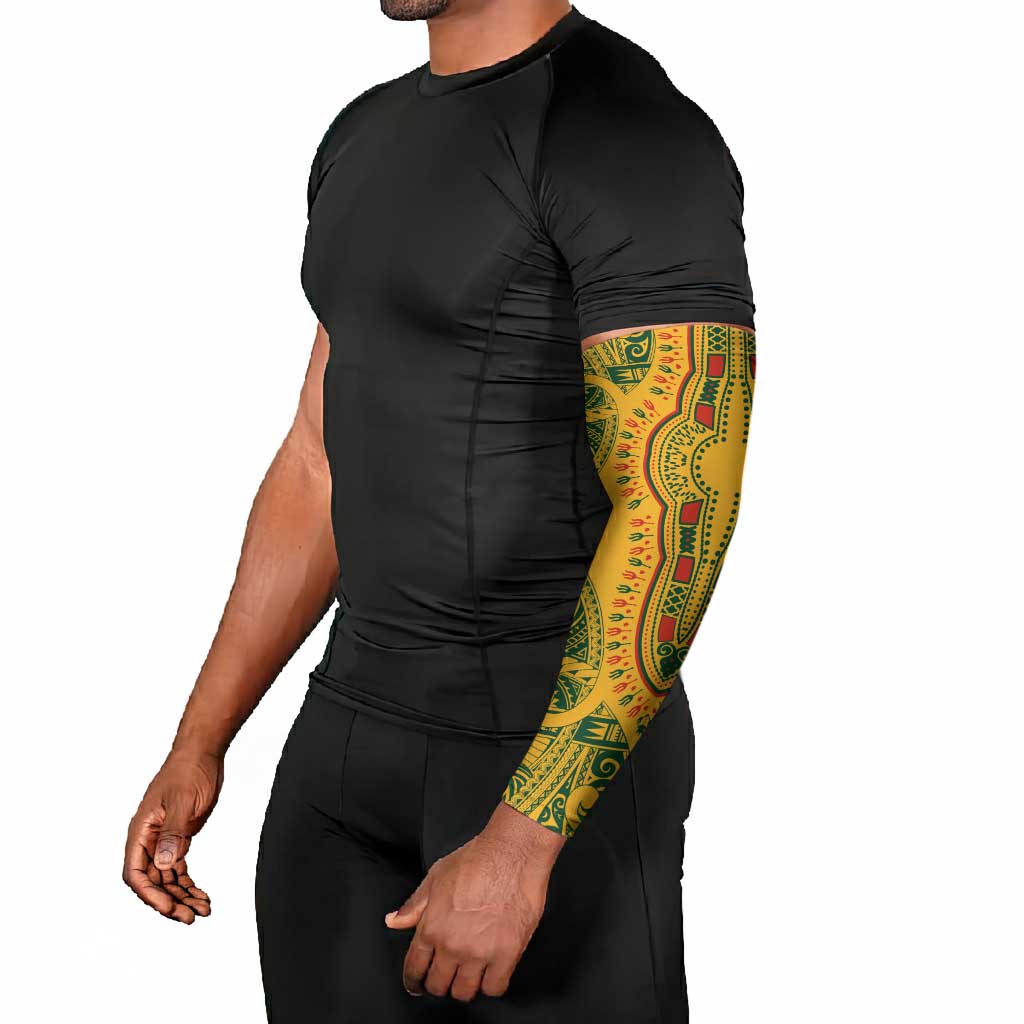 Dashiki and Polynesian Pattern Arm Sleeves Afro Pacific Culture Gold Version