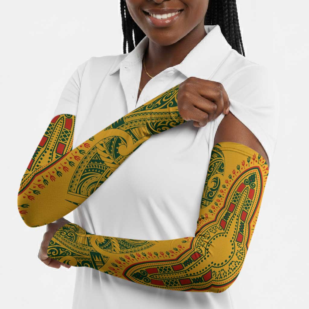 Dashiki and Polynesian Pattern Arm Sleeves Afro Pacific Culture Gold Version