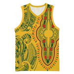 Dashiki and Polynesian Pattern Basketball Jersey Afro Pacific Culture Gold Version LT9