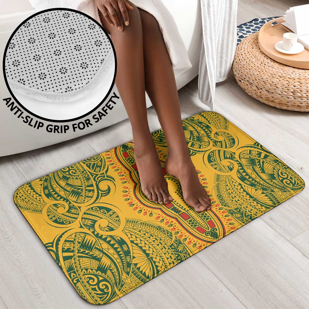 Dashiki and Polynesian Pattern Bathroom Set Afro Pacific Culture Gold Version