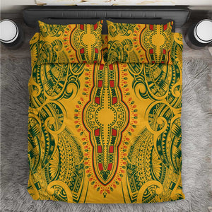 Dashiki and Polynesian Pattern Bedding Set Afro Pacific Culture Gold Version