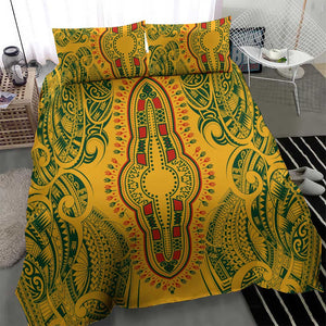 Dashiki and Polynesian Pattern Bedding Set Afro Pacific Culture Gold Version