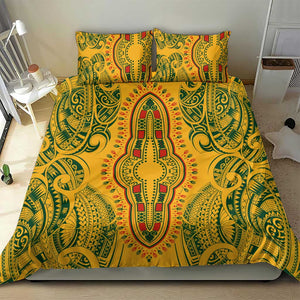 Dashiki and Polynesian Pattern Bedding Set Afro Pacific Culture Gold Version