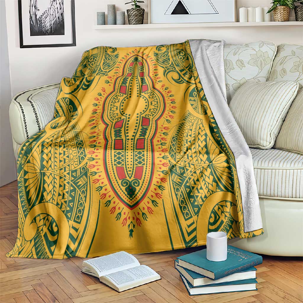 Dashiki and Polynesian Pattern Blanket Afro Pacific Culture Gold Version