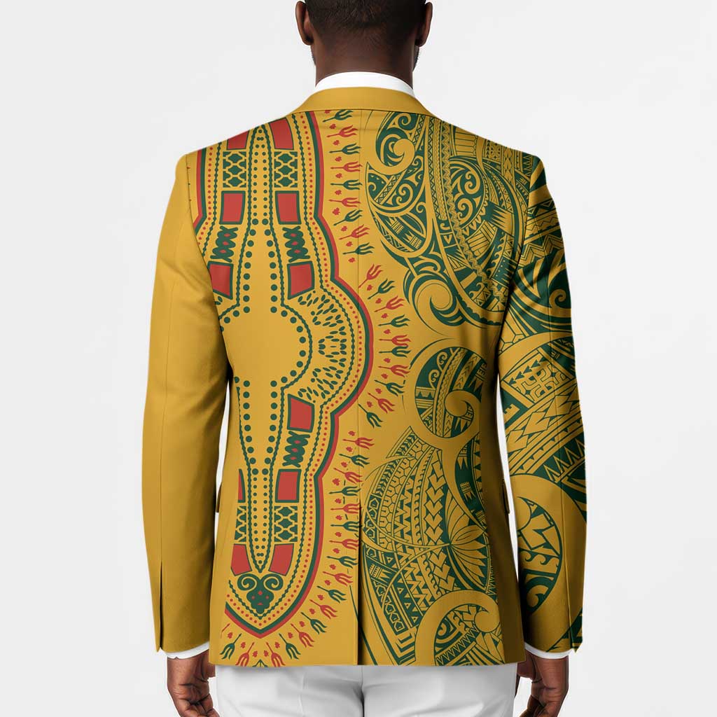 Dashiki and Polynesian Pattern Blazer Afro Pacific Culture Gold Version