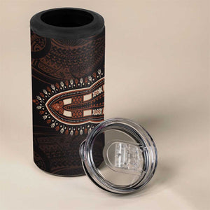 Dashiki and Polynesian Pattern 4 in 1 Can Cooler Tumbler Afro Pacific Culture Gold Version