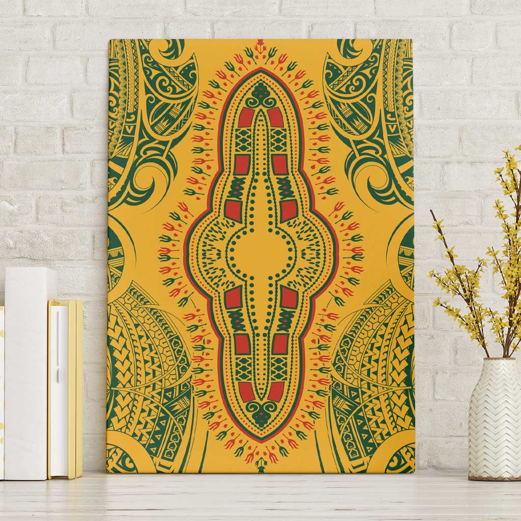 Dashiki and Polynesian Pattern Canvas Wall Art Afro Pacific Culture Gold Version