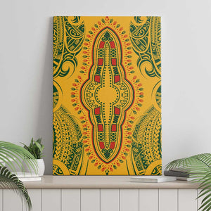 Dashiki and Polynesian Pattern Canvas Wall Art Afro Pacific Culture Gold Version