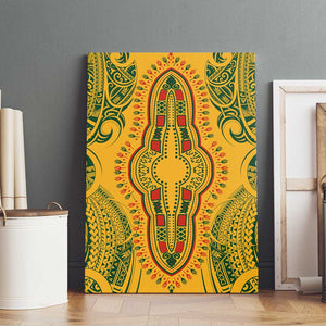 Dashiki and Polynesian Pattern Canvas Wall Art Afro Pacific Culture Gold Version