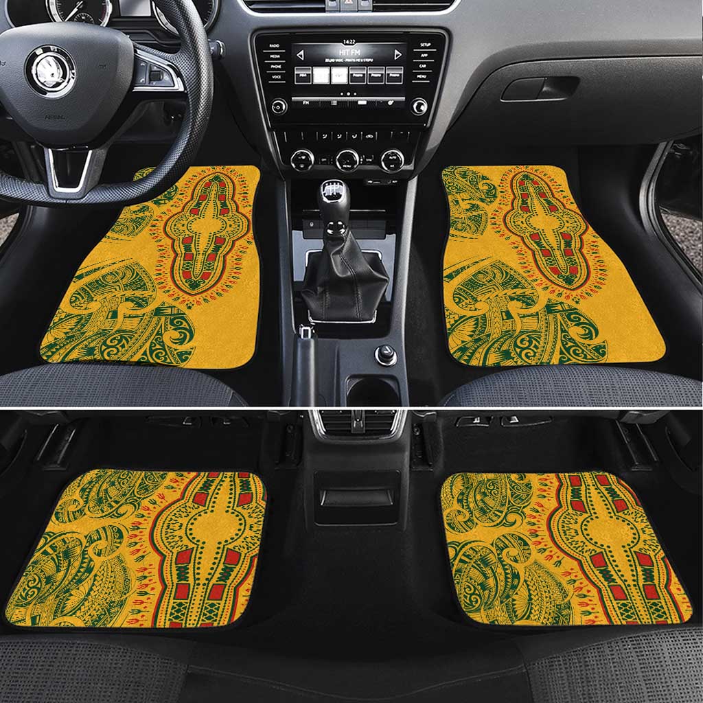 Dashiki and Polynesian Pattern Car Mats Afro Pacific Culture Gold Version