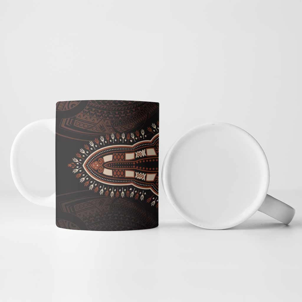 Dashiki and Polynesian Pattern Ceramic Mug Afro Pacific Culture Gold Version
