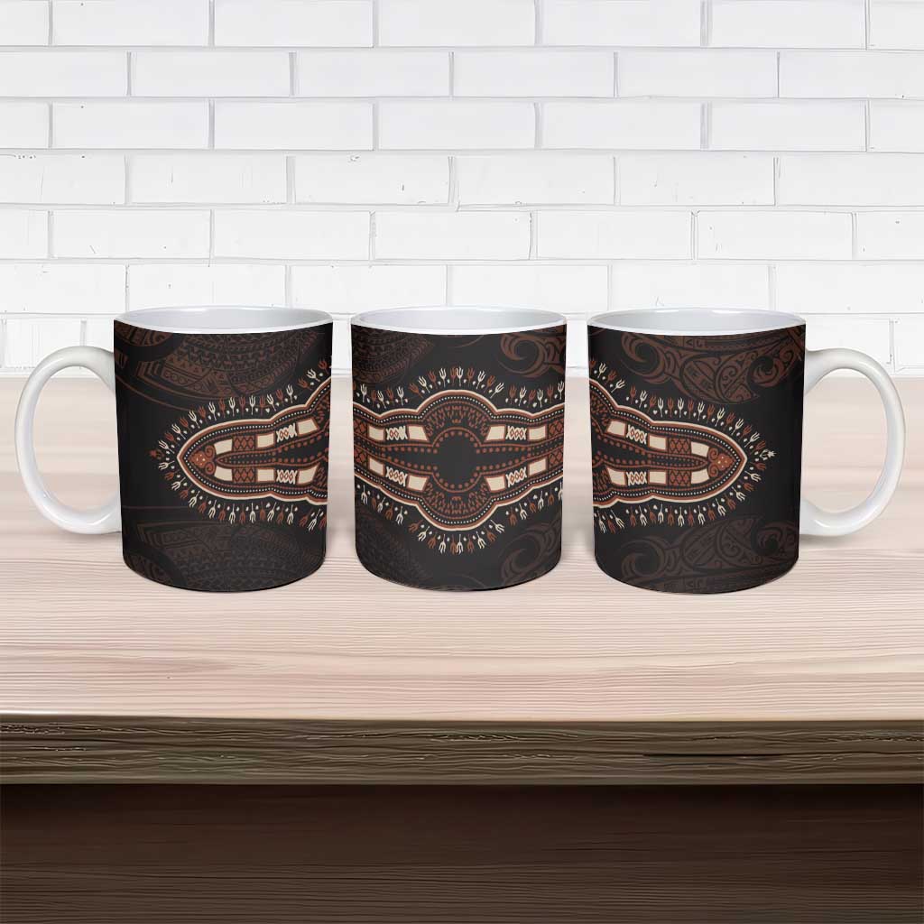 Dashiki and Polynesian Pattern Ceramic Mug Afro Pacific Culture Gold Version