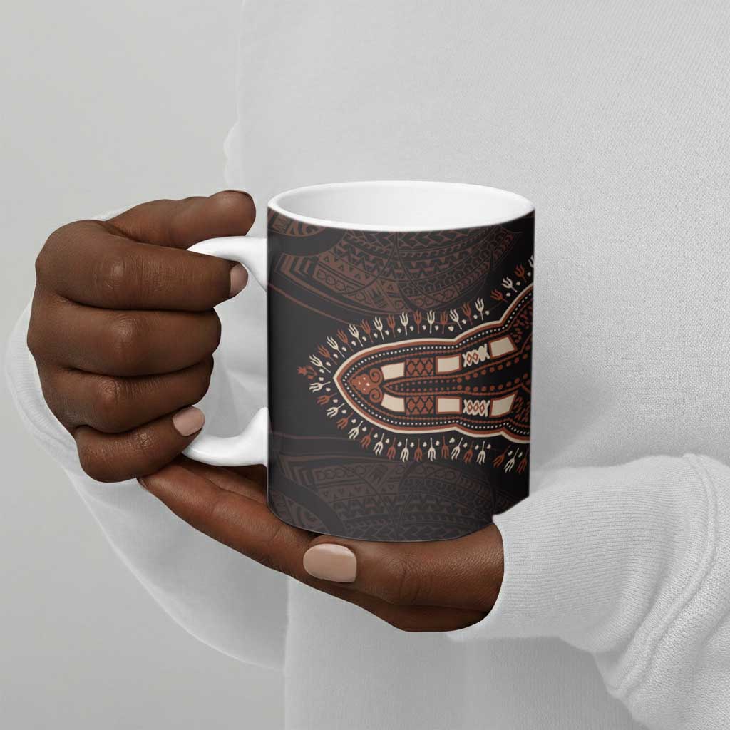 Dashiki and Polynesian Pattern Ceramic Mug Afro Pacific Culture Gold Version