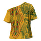 Dashiki and Polynesian Pattern Cross Shoulder Shirt Afro Pacific Culture Gold Version