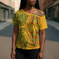 Dashiki and Polynesian Pattern Cross Shoulder Shirt Afro Pacific Culture Gold Version