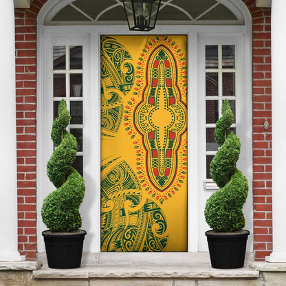 Dashiki and Polynesian Pattern Door Cover Afro Pacific Culture Gold Version