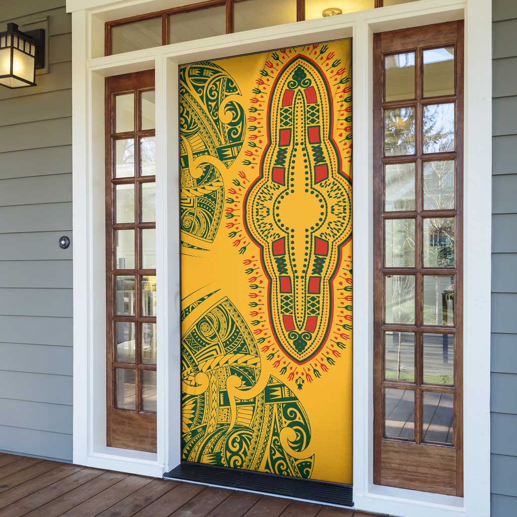 Dashiki and Polynesian Pattern Door Cover Afro Pacific Culture Gold Version