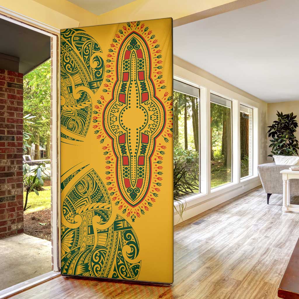 Dashiki and Polynesian Pattern Door Cover Afro Pacific Culture Gold Version