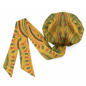 Dashiki and Polynesian Pattern Easy Headwrap Africa Pacific Culture Gold Version