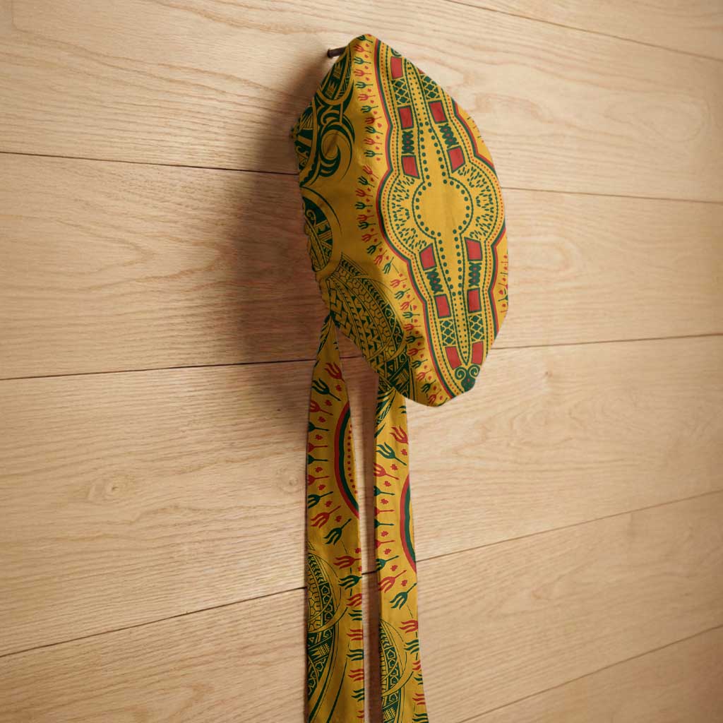 Dashiki and Polynesian Pattern Easy Headwrap Africa Pacific Culture Gold Version