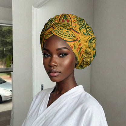 Dashiki and Polynesian Pattern Easy Headwrap Africa Pacific Culture Gold Version