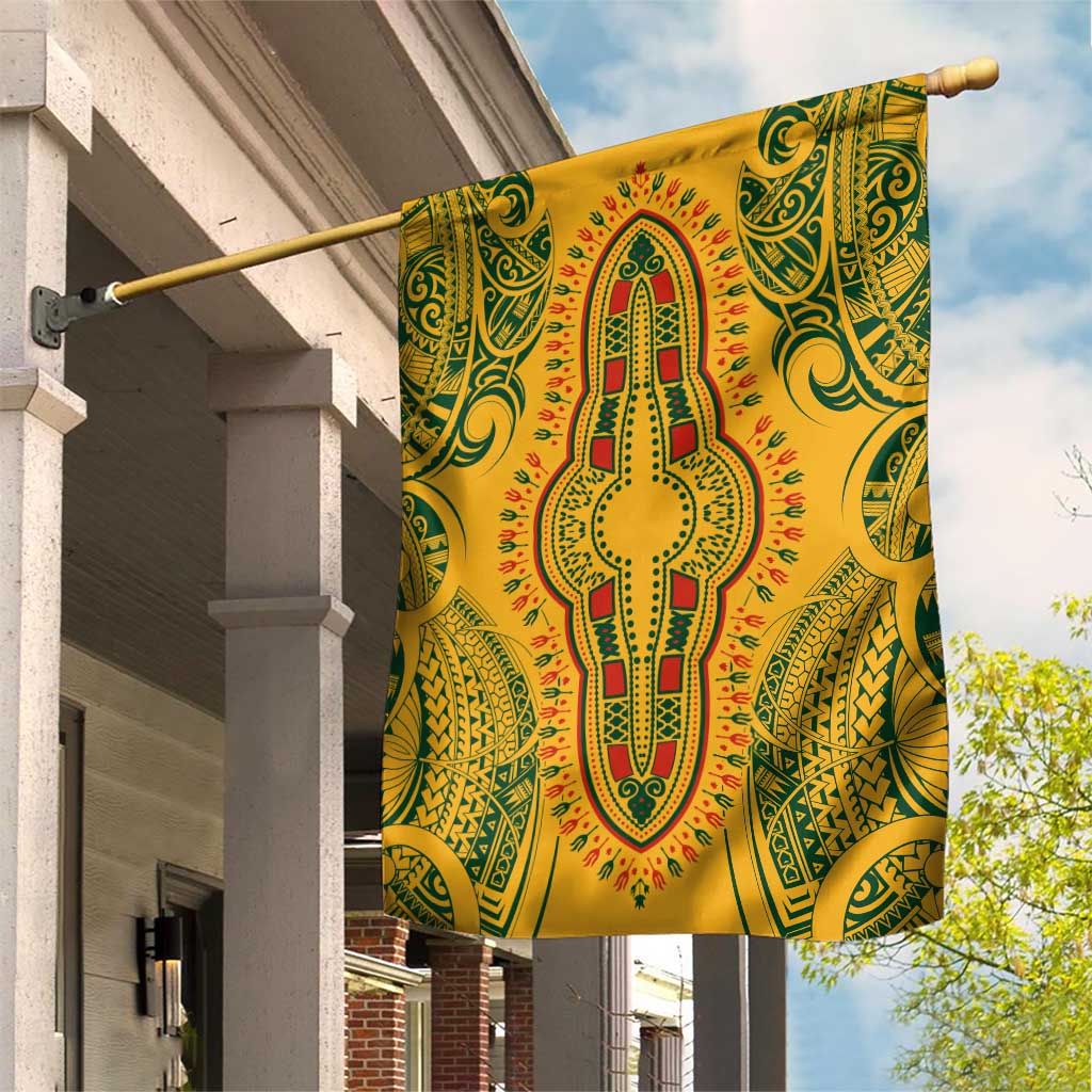 Dashiki and Polynesian Pattern Garden Flag Afro Pacific Culture Gold Version