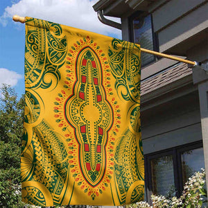 Dashiki and Polynesian Pattern Garden Flag Afro Pacific Culture Gold Version