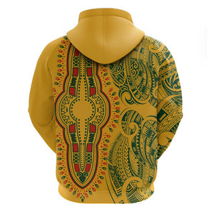 Dashiki and Polynesian Pattern Hoodie Afro Pacific Culture Gold Version