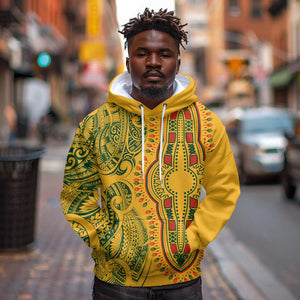 Dashiki and Polynesian Pattern Hoodie Afro Pacific Culture Gold Version