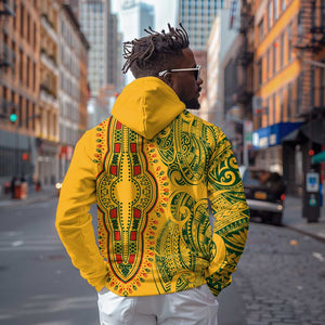 Dashiki and Polynesian Pattern Hoodie Afro Pacific Culture Gold Version