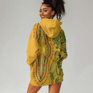 Dashiki and Polynesian Pattern Hoodie Dress Afro Pacific Culture Gold Version