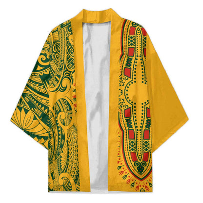 Dashiki and Polynesian Pattern Kimono Afro Pacific Culture Gold Version