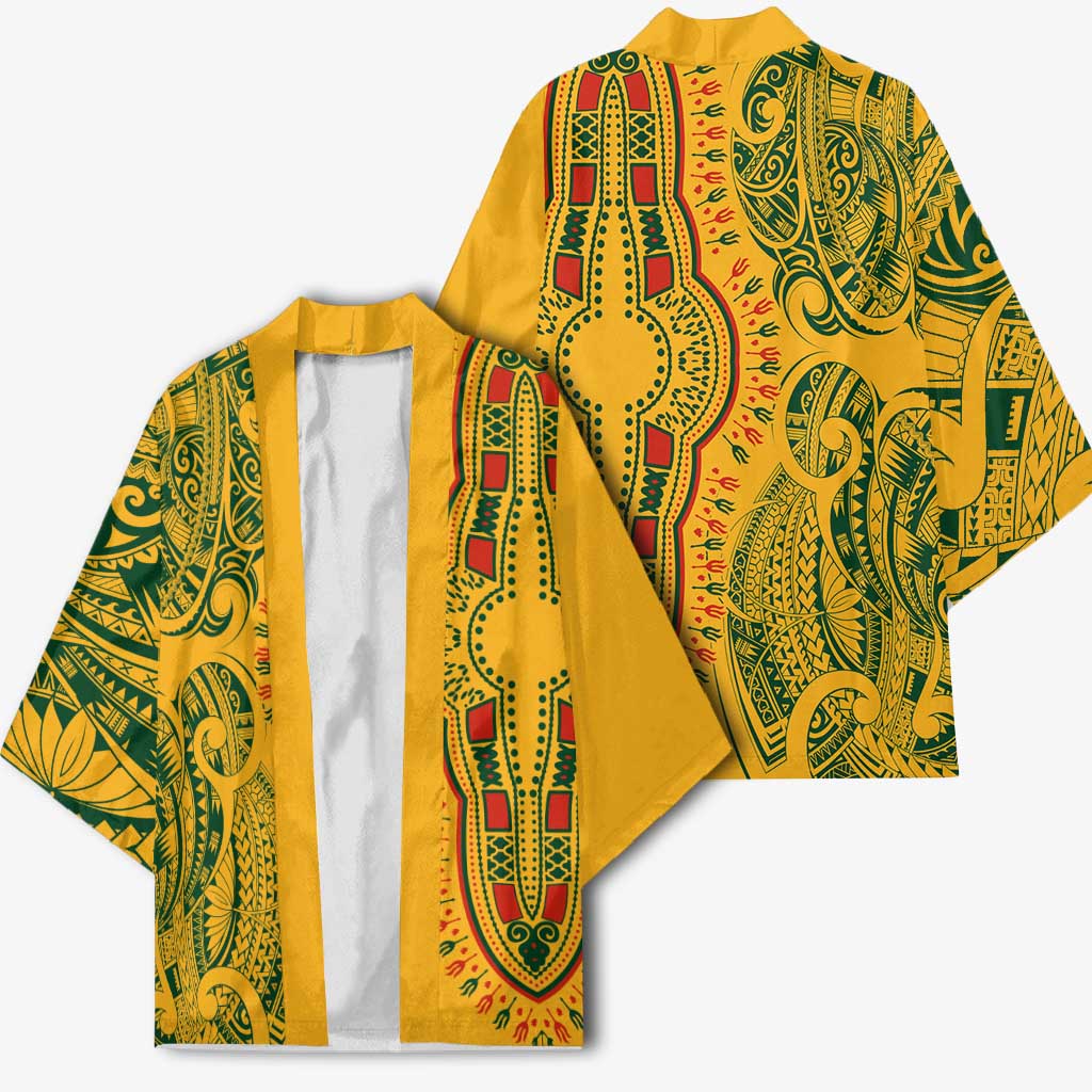Dashiki and Polynesian Pattern Kimono Afro Pacific Culture Gold Version