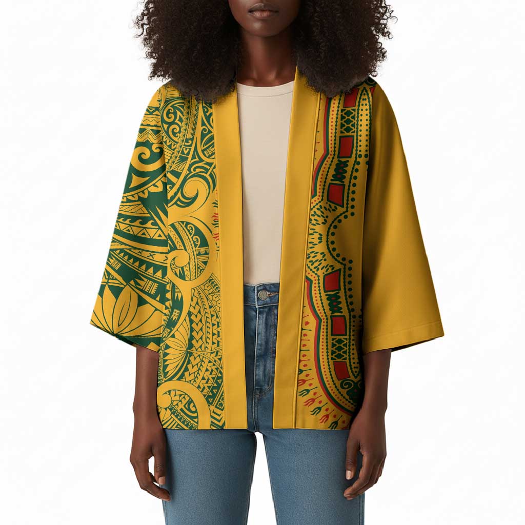 Dashiki and Polynesian Pattern Kimono Afro Pacific Culture Gold Version