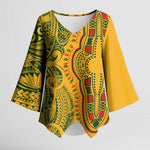 Dashiki and Polynesian Pattern Kimono Sleeve Blouse Afro Pacific Culture Gold Version