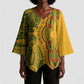 Dashiki and Polynesian Pattern Kimono Sleeve Blouse Afro Pacific Culture Gold Version