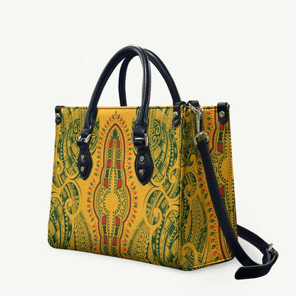 Dashiki and Polynesian Pattern Leather Bag Afro Pacific Culture Gold Version