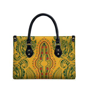Dashiki and Polynesian Pattern Leather Bag Afro Pacific Culture Gold Version
