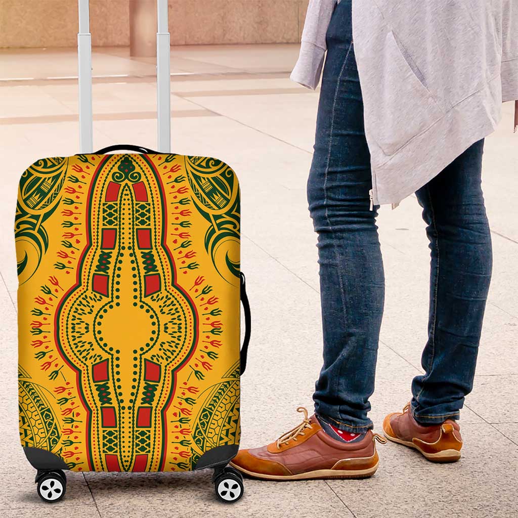 Dashiki and Polynesian Pattern Luggage Cover Afro Pacific Culture Gold Version