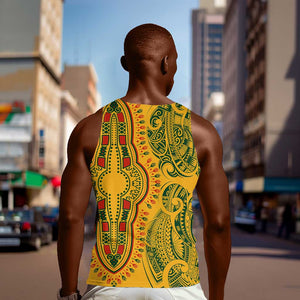 Dashiki and Polynesian Pattern Men Tank Top Afro Pacific Culture Gold Version