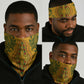 Dashiki and Polynesian Pattern Neck Gaiter Afro Pacific Culture Gold Version LT9