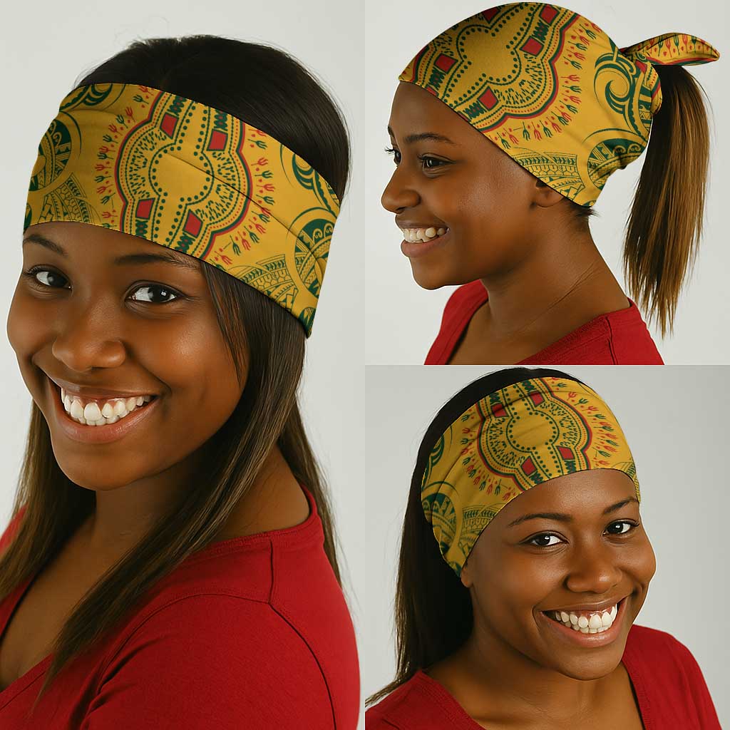Dashiki and Polynesian Pattern Neck Gaiter Afro Pacific Culture Gold Version LT9