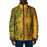 Dashiki and Polynesian Pattern Padded Jacket Afro Pacific Culture Gold Version