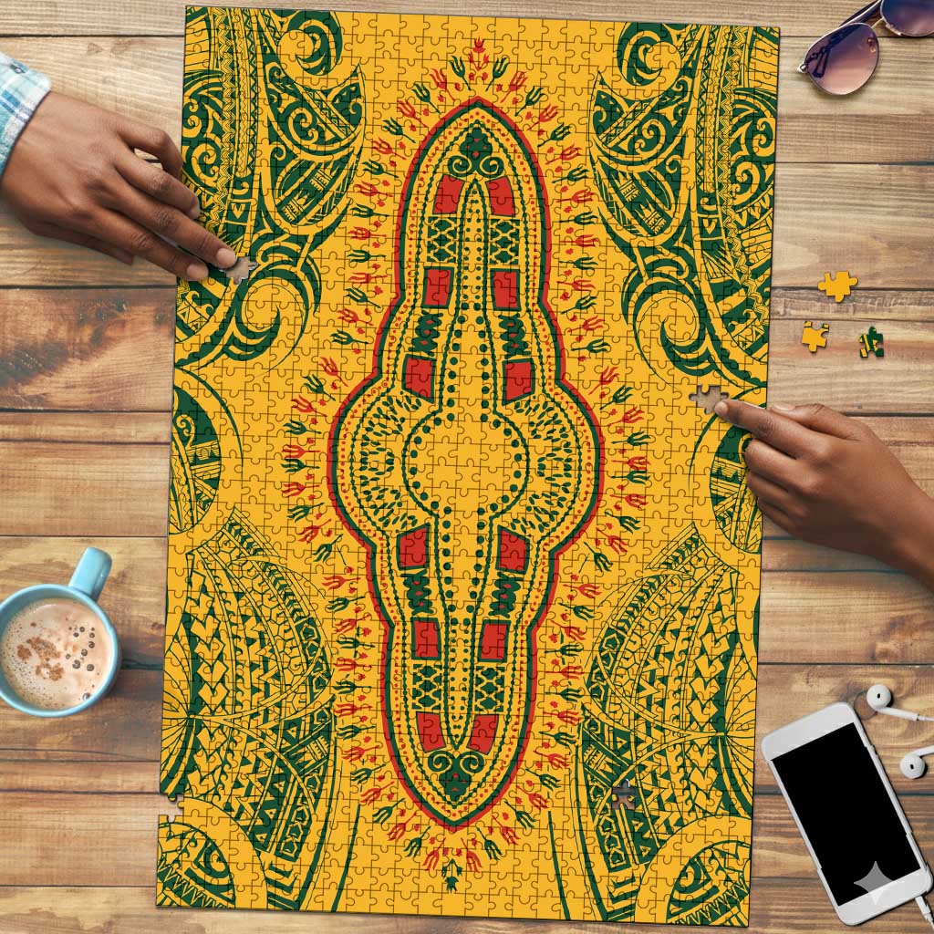Dashiki and Polynesian Pattern Puzzle Afro Pacific Culture Gold Version