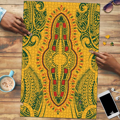 Dashiki and Polynesian Pattern Puzzle Afro Pacific Culture Gold Version