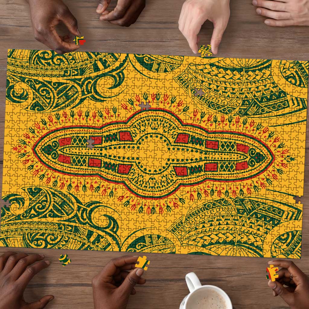 Dashiki and Polynesian Pattern Puzzle Afro Pacific Culture Gold Version